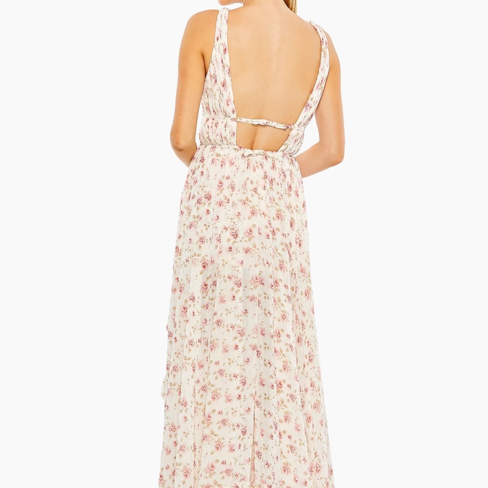 Mac Duggal floral v neck gown